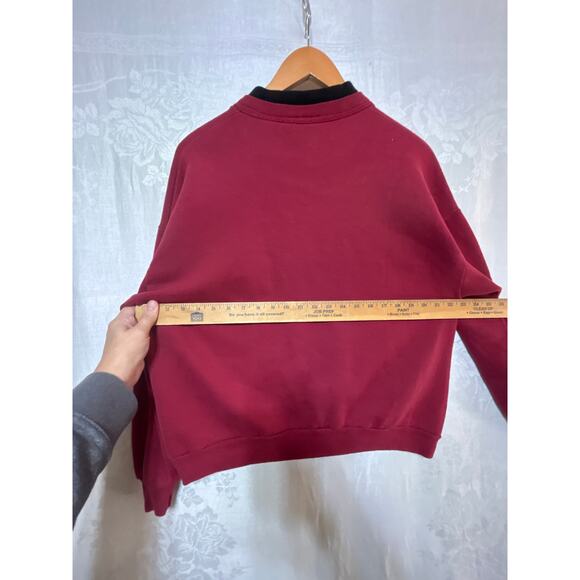 VTG Sweatshirt Med PETITE Red Embroidered Cat Sunflower Made in USA Top Stitch - Picture 8 of 9